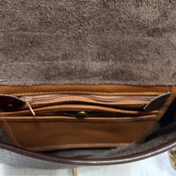 Vintage Dooney & Bourke All Weather Leather Brown Pebbled Crossbody Purse - Picture 2 of 13